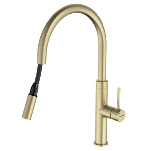 Liano II Pull Down Sink Mixer in Brushed Brass  by Caroma - The Blue Space