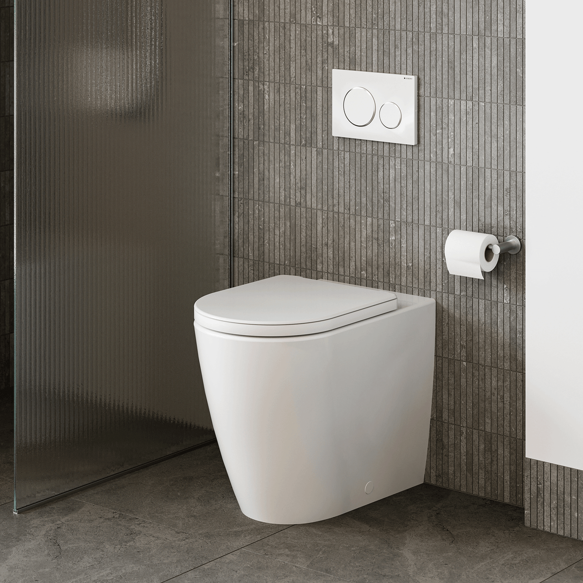 Caroma Urbane II Luxe Cleanflush Wall Faced Toilet with Geberit Sigma In-Wall Cistern