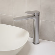 Caroma Contura II Tower Basin Mixer - Brushed Nickel