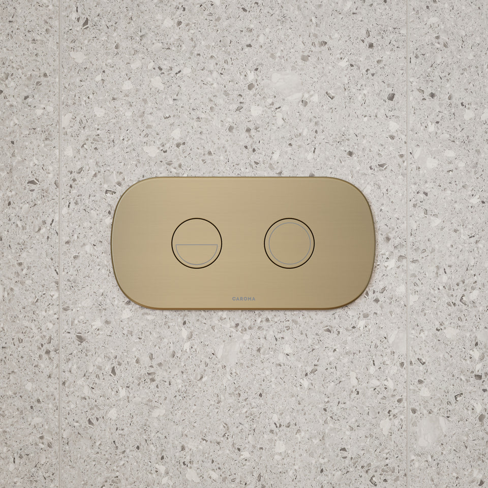 Caroma Contura II Invisi Series II Round DC Dual Flush Button Panel - Brushed Brass