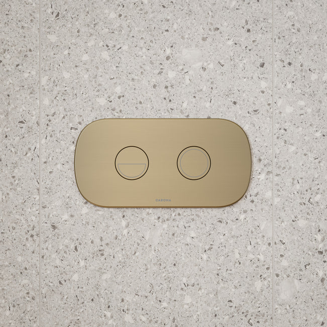 Caroma Contura II Invisi Series II Round DC Dual Flush Button Panel - Brushed Brass