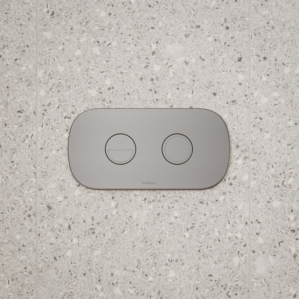 Caroma Contura II Invisi Series II Round DC Dual Flush Button Panel - Brushed Nickel
