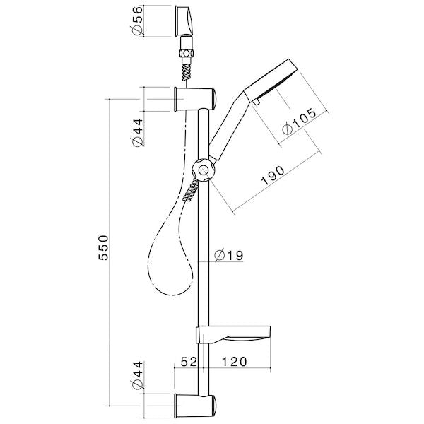 Caroma Tasman II Rail Shower Chrome