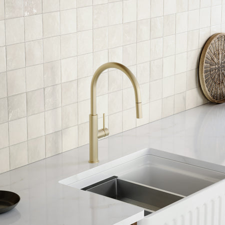 Caroma Liano II Lead Free Pull Out Sink Mixer - Brushed Brass