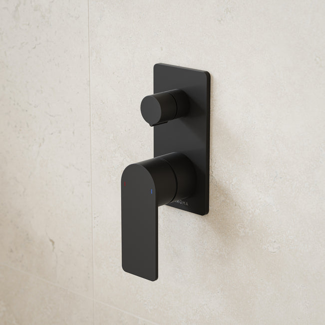 Caroma Urbane II Bath/Shower Mixer with Diverter Rectangle Matte Black