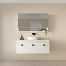 Marquis Chelsea Wall Hung Vanity with Dekton Top in White Matte painted finish, side view - The Blue Space