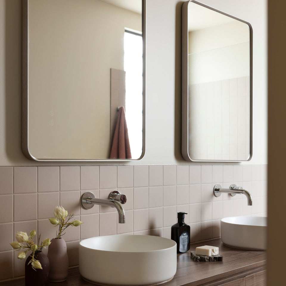 Ingrain Rectangle Brushed Nickel Framed Backlit LED Mirror 600mm by 800mm