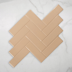 Coolum Beige Gloss Cushioned Edge Ceramic Tile 82x257mm online at The Blue Space