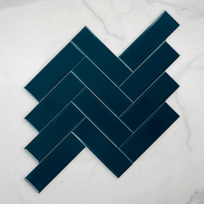 Coolum Teal Gloss Cushioned Edge Ceramic Tile 82x257mm online at The Blue Space