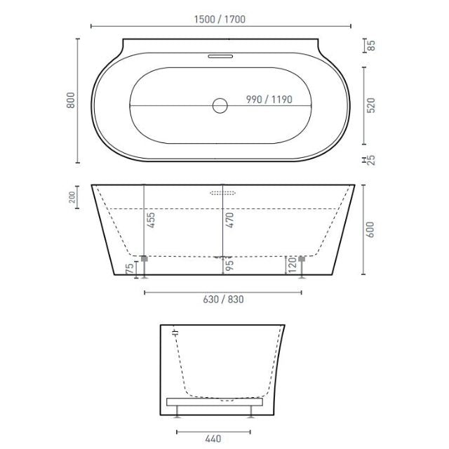 Decina Aurora Back to Wall Bath Dimensions - The Blue Space