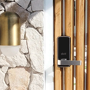 Electronic Entrance Door Handles on Timber Gate | Shop Door Handles at The Blue Space