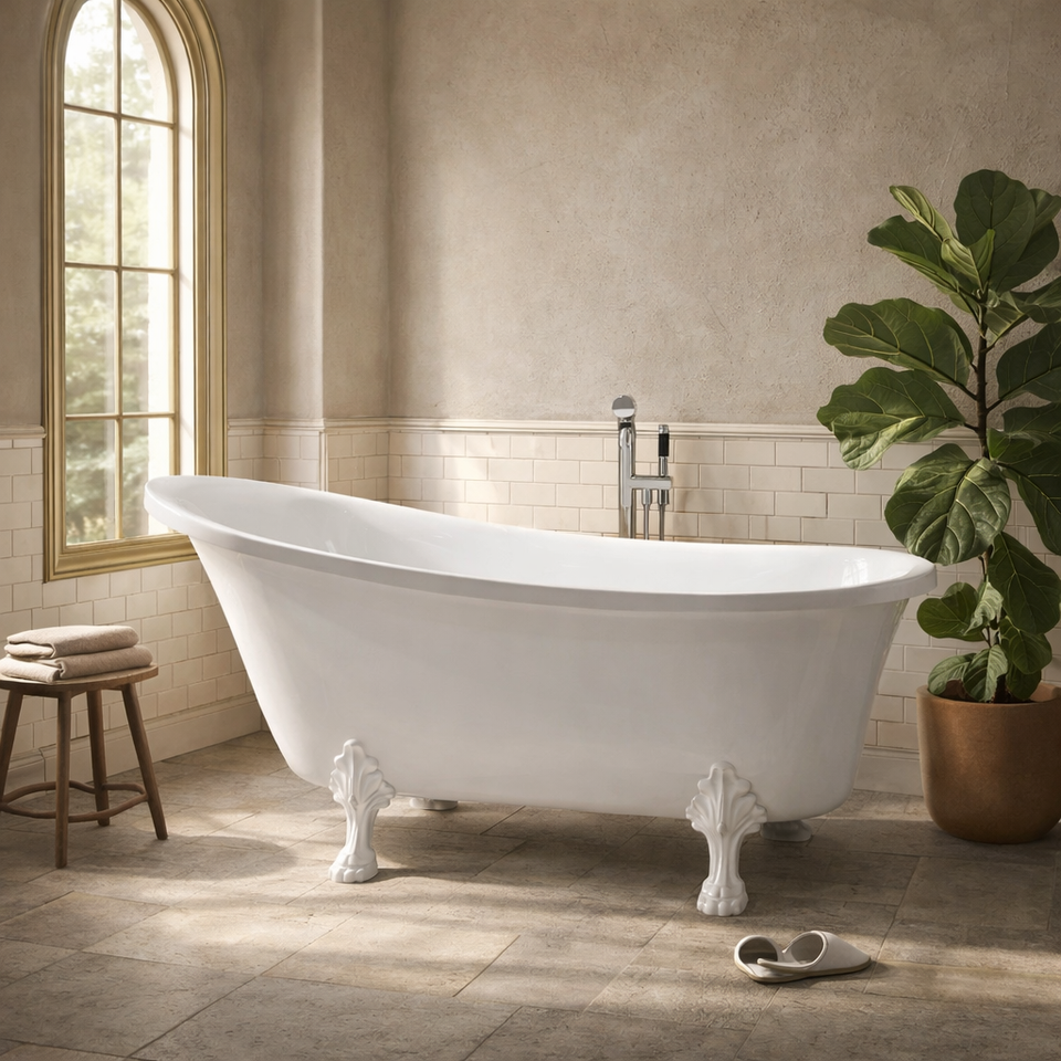 Fienza Claw Foot Bath - Semi-Gloss White Feet