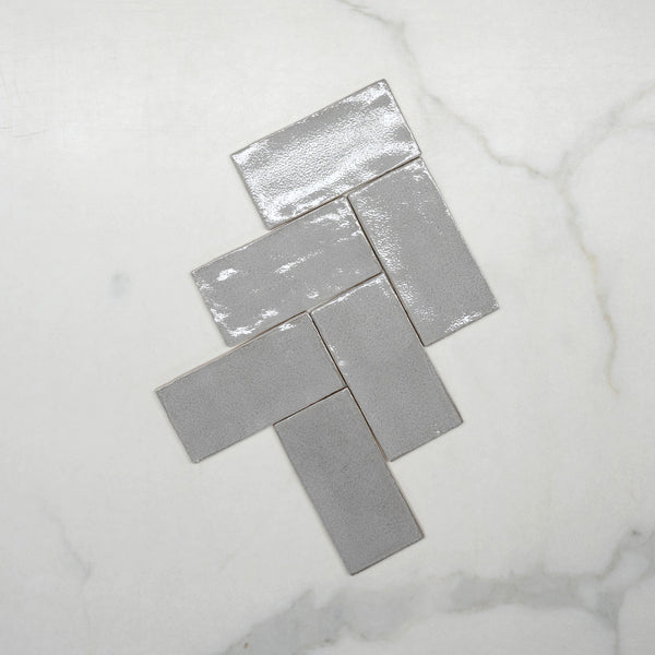 Nickel Grey Dianna Hand Made Subway Tile 75 x 150 x 9mm Spanish Ceramic