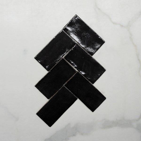 Charcoal Dianna Hand Made Subway Tile 75 x 150 x 9mm Spanish Ceramic