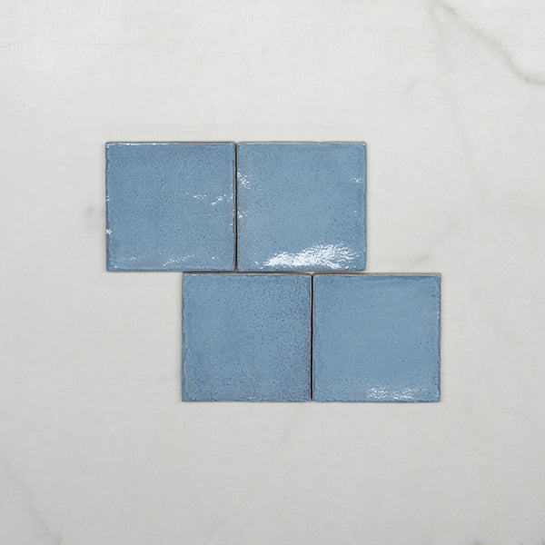 Ash Blue Dianna Zellige Look Tile 100 x 100 x 9mm Spanish Ceramic Sample