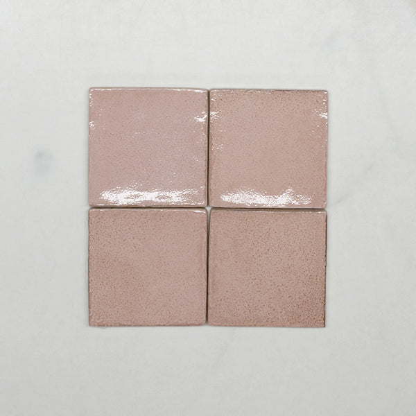 Pink Dianna Zellige Tile 100 x 100 x 9mm Spanish Ceramic
