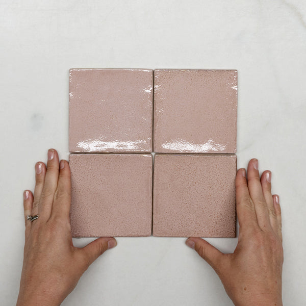 Pink Dianna Zellige Tile 100 x 100 x 9mm Spanish Ceramic