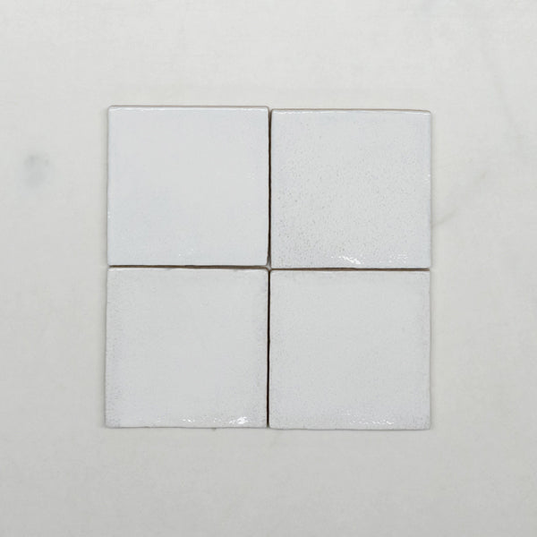 White Dianna Zellige Tile 100 x 100 x 9mm Spanish Ceramic