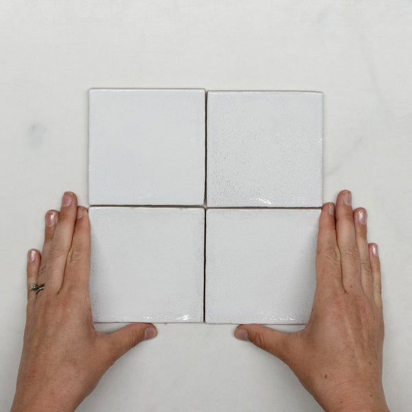 White Dianna Zellige Tile 100 x 100 x 9mm Spanish Ceramic Sample