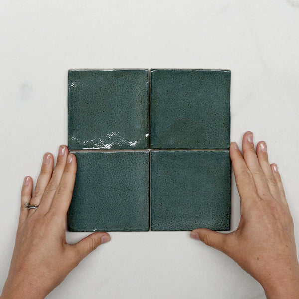 Dark Green Dianna Zellige Look Tile 100 x 100 x 9mm Spanish Ceramic Sample