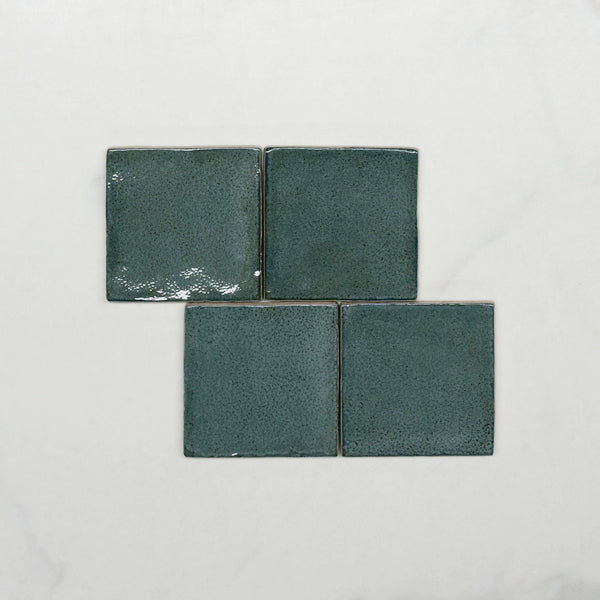 Dark Green Dianna Zellige Look Tile 100 x 100 x 9mm Spanish Ceramic Sample