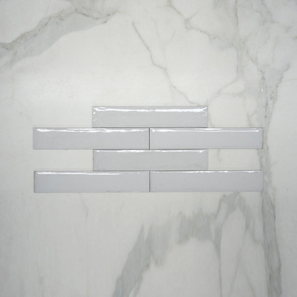 Bianco Theo Subway Tile 75 x 400mm Italian Porcelain