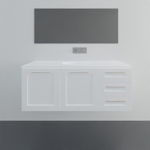 Timberline Victoria 1200mm Wall Hung Vanity with Silksurface Top & Under Counter Basin in White Satin - CLEARANCE