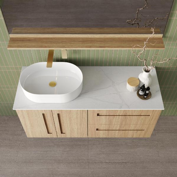Marquis Gold 10 1200mm Wall Hung Vanity in Prime Oak top view - The Blue Space