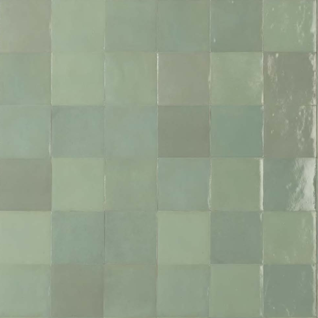 Green Ella Zellige Tile 100 x 100 x 10mm Italian Ceramic
