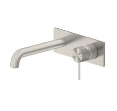 Nero Mecca Wall Basin Mixer 185mm Spout Brushed Nickel | The Blue Space