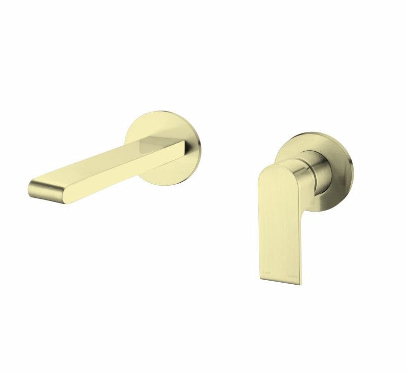 Nero Bianca Wall Basin Mixer Separate Back Plate Brushed Gold | The Blue Space