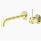 Nero Mecca Wall Basin Mixer Sep BP Handle Up 160mm Spout Brushed Gold | The Blue Space