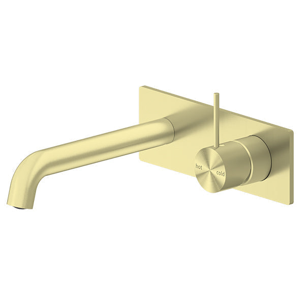 Nero Mecca Wall Basin/Bath Mixer Handle Up 160mm Brushed Gold