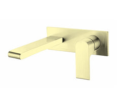 Nero Bianca Wall Basin Mixer Brushed Gold | The Blue Space