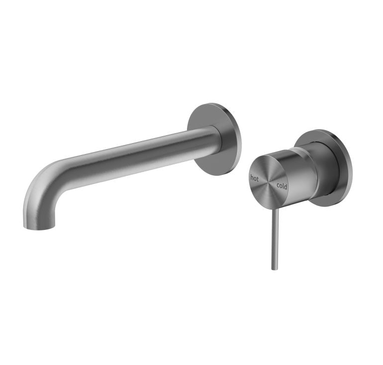 Nero Mecca Wall Basin/Bath Mixer Separate Back Plate 185mm Gun Metal