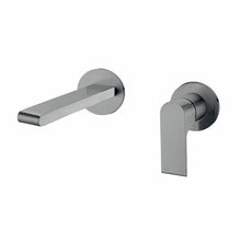 Nero Bianca Wall Basin Mixer Separate Back Plate Gun Metal Grey | The Blue Space