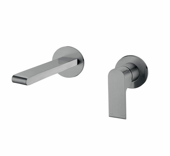 Nero Bianca Wall Basin Mixer Separate Back Plate Gun Metal Grey | The Blue Space