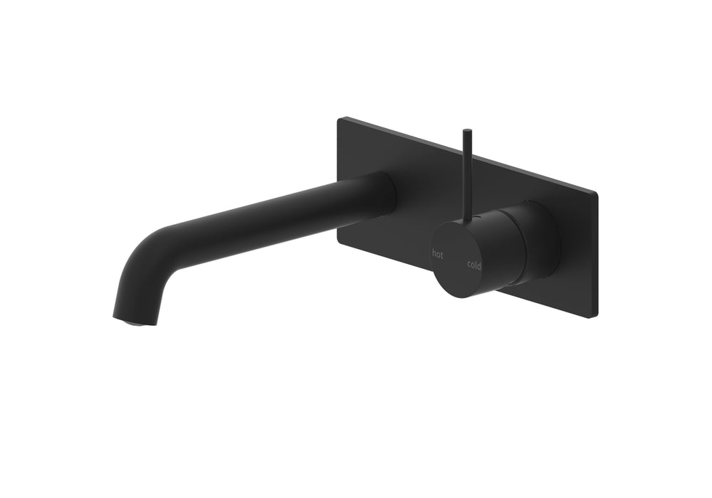 Nero Mecca Wall Basin Mixer Handle Up 185mm Spout Matte Black | The Blue Space
