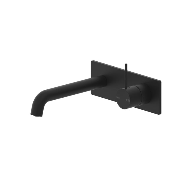 Nero Mecca Wall Basin Mixer Handle Up 185mm Spout Matte Black | The Blue Space