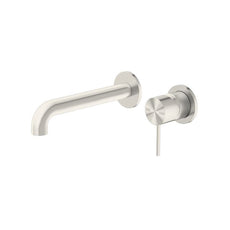 Nero Mecca Wall Basin Mixer Sep BP 230mm Spout Brushed Nickel | The Blue Space