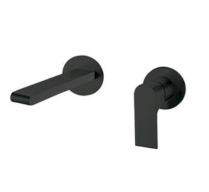 Nero Bianca Wall Basin/Bath Mixer Separate Back Plate 187mm Matte Black