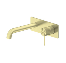 Nero Mecca Wall Basin Mixer 230mm Spout Brushed Gold | The Blue Space