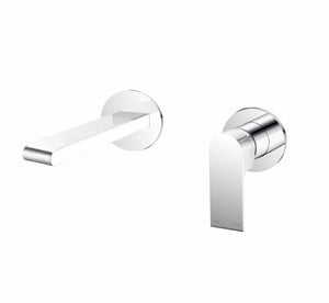 Nero Bianca Wall Basin/Bath Mixer Separate Back Plate 187mm Chrome