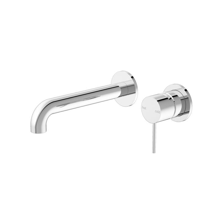 Nero Mecca Wall Basin/Bath Mixer Separate Back Plate 185mm Chrome