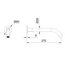 Technical Drawing - Indigo Alisa Bath/Basin 270mm Spout Chrome - US5508
