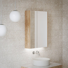 Ingrain Ash LED 550 Bathroom Mirror & Shaving Cabinet - The Blue Space