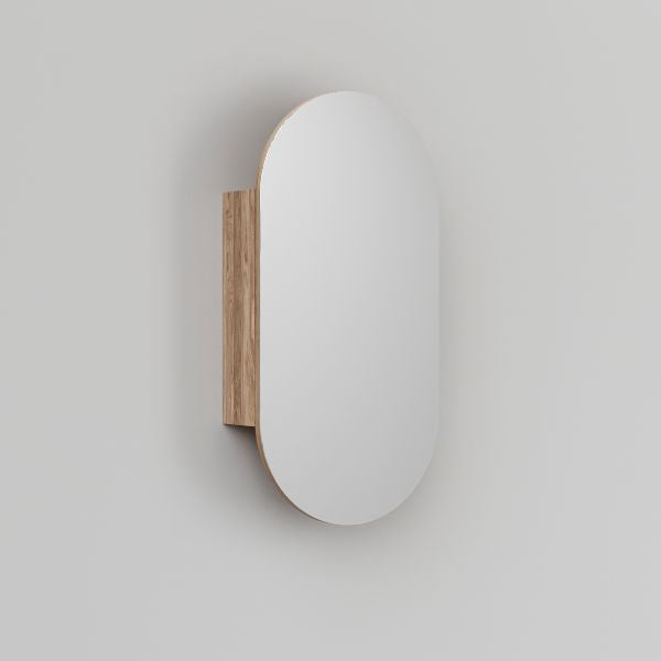Ingrain Ash Woodgrain Pill Shaped Shaving Cabinet IGPMC450 Deep Etched.  Shop shaving cabinets online at The Blue Space