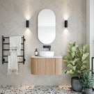 Ingrain Curved Fluted Wall Hung Vanity 750mm in biophilic bathroom design at The Blue Space