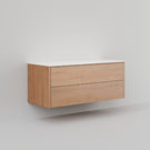 Ingrain Barrington 1200mm Sustainable Timber Vanity in Tasmanian Oak with white stone top, deep etched image - The Blue Space