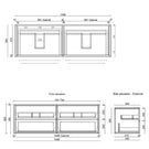 Ingrain Barrington Solid Timber Wall Hung Vanity 1500mm Technical Drawing - The Blue Space